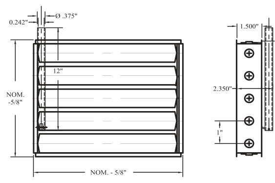 Dimensioned drawing of OB-DMR, OB-DMQ accessory