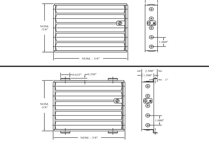 Dimensioned drawing of OB, OB-L, OB-FL accessory