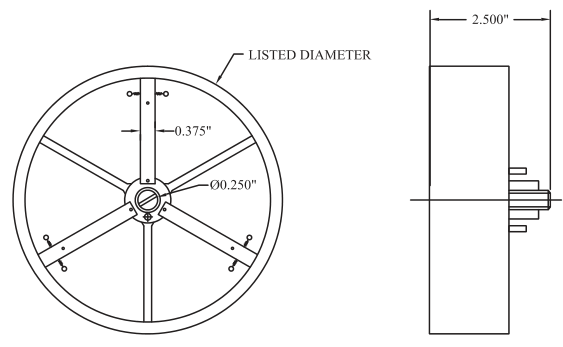 Dimensioned drawing of OBR, BFD accessory