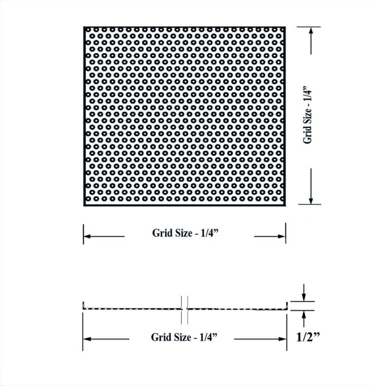 Dimensioned drawing of PFPB ceiling diffuser